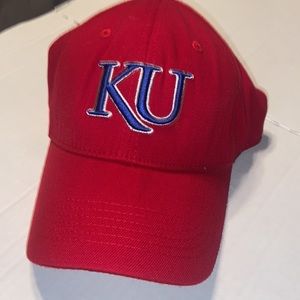 Kansas University Jayhawk red one-fit baseball hat